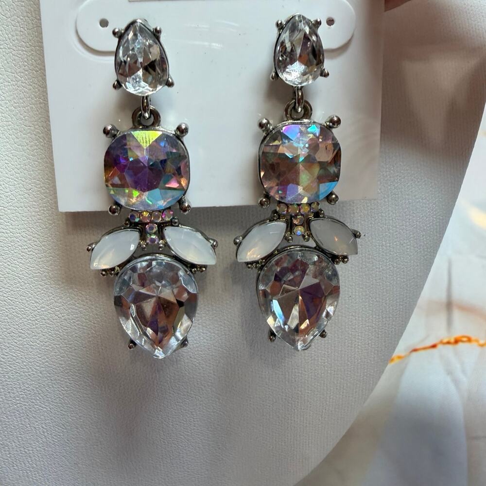 Sparkly Gem Drop Earrings Rhinestone